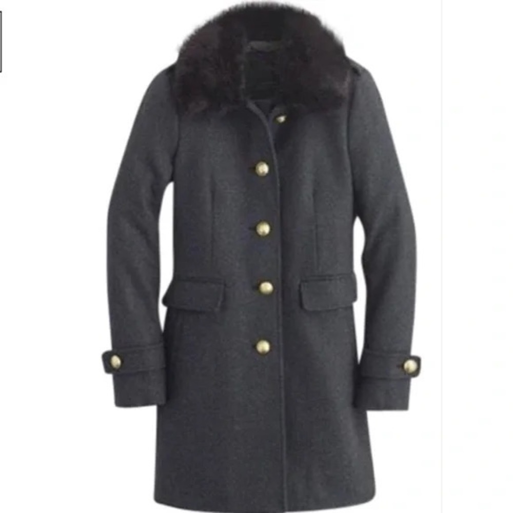 J. Crew Charcoal Pea Coat with Brass Buttons